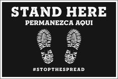 Stand Here Permanezca Aqui boots shoeprint floor graphics