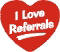 I Love Referrals red heart shaped stickers